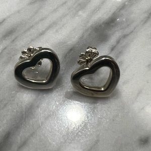 Vintage Tiffany Silver open heart earrings.